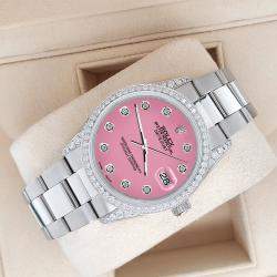 Rolex Custom Hot Pink 1.95ct Diamonds Stainless Steel Datejust  Automatic Men's Wristwatch 36mm