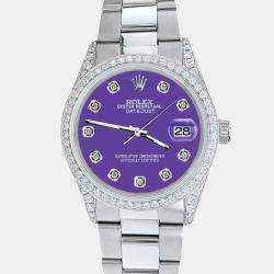 Rolex Custom Lavender 1.95ct Diamonds Stainless Steel Datejust  Automatic Men's Wristwatch 36mm