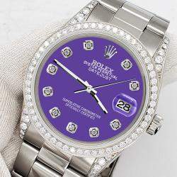 Rolex Custom Lavender 1.95ct Diamonds Stainless Steel Datejust  Automatic Men's Wristwatch 36mm