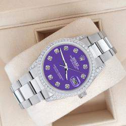 Rolex Custom Lavender 1.95ct Diamonds Stainless Steel Datejust  Automatic Men's Wristwatch 36mm