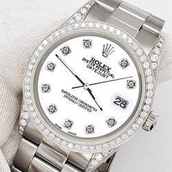 Rolex Custom White 1.95ct Diamonds Stainless Steel Datejust  Automatic Men's Wristwatch 36mm