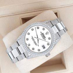 Rolex Custom White 1.95ct Diamonds Stainless Steel Datejust  Automatic Men's Wristwatch 36mm