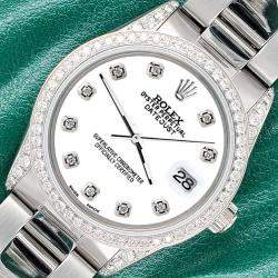 Rolex Custom White 1.95ct Diamonds Stainless Steel Datejust  Automatic Men's Wristwatch 36mm