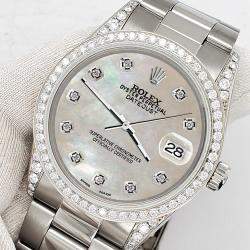 Rolex Custom Champagne 1.95ct Diamonds Stainless Steel Datejust  Automatic Men's Wristwatch 36mm