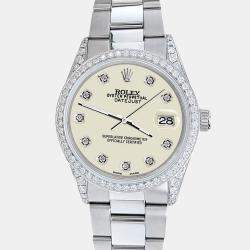 Rolex Custom Satin Linen 1.95ct Diamonds Stainless Steel Datejust  Automatic Men's Wristwatch 36mm