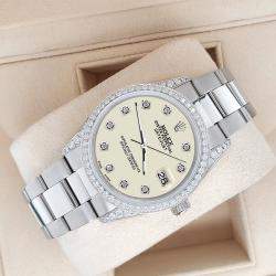 Rolex Custom Satin Linen 1.95ct Diamonds Stainless Steel Datejust  Automatic Men's Wristwatch 36mm
