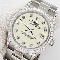 Rolex Custom Satin Linen 1.95ct Diamonds Stainless Steel Datejust  Automatic Men's Wristwatch 36mm