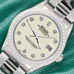 Rolex Custom Satin Linen 1.95ct Diamonds Stainless Steel Datejust  Automatic Men's Wristwatch 36mm