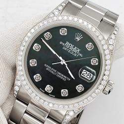 Rolex Custom Black  1.95ct Diamonds Stainless Steel Datejust  Automatic Men's Wristwatch 36mm
