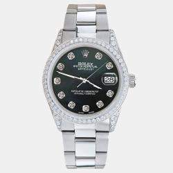 Rolex Custom Black  1.95ct Diamonds Stainless Steel Datejust  Automatic Men's Wristwatch 36mm