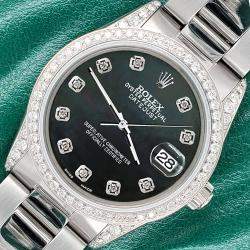 Rolex Custom Black  1.95ct Diamonds Stainless Steel Datejust  Automatic Men's Wristwatch 36mm