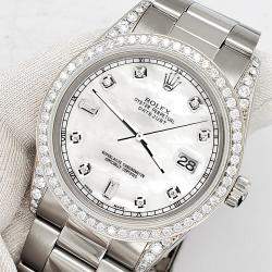 Rolex Custom White 1.95ct Diamonds Stainless Steel Datejust  Automatic Men's Wristwatch 36mm