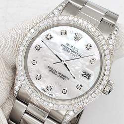 Rolex Custom White 1.95ct Diamonds Stainless Steel Datejust  Automatic Men's Wristwatch 36mm