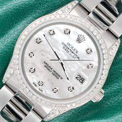 Rolex Custom White 1.95ct Diamonds Stainless Steel Datejust  Automatic Men's Wristwatch 36mm