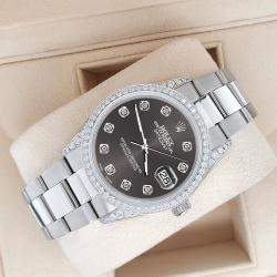 Rolex Custom Rhodium Gray 1.95ct Diamonds Stainless Steel Datejust  Automatic Men's Wristwatch 36mm