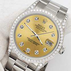 Rolex Custom Champagne 1.95ct Diamonds Stainless Steel Datejust  Automatic Men's Wristwatch 36mm