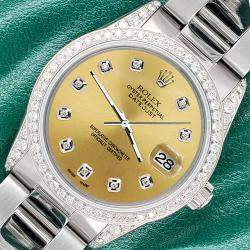 Rolex Custom Champagne 1.95ct Diamonds Stainless Steel Datejust  Automatic Men's Wristwatch 36mm