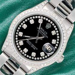 Rolex Custom Black  1.95ct Diamonds Stainless Steel Datejust  Automatic Men's Wristwatch 36mm