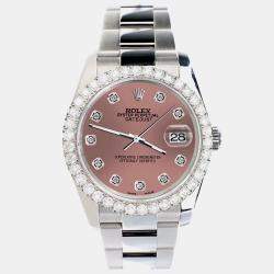 Rolex Custom Salmon 2.7ct Diamonds Stainless Steel Datejust 116200 Automatic Men's Wristwatch 36mm