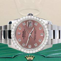 Rolex Custom Salmon 2.7ct Diamonds Stainless Steel Datejust 116200 Automatic Men's Wristwatch 36mm