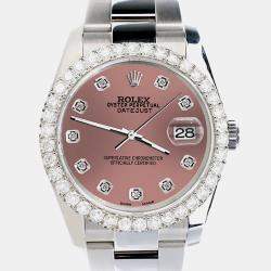 Rolex Custom Salmon 2.7ct Diamonds Stainless Steel Datejust 116200 Automatic Men's Wristwatch 36mm
