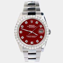 Rolex Custom Imperial Red 2.7ct Diamonds Stainless Steel Datejust 116200 Automatic Men's Wristwatch 36mm