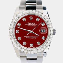 Rolex Custom Imperial Red 2.7ct Diamonds Stainless Steel Datejust 116200 Automatic Men's Wristwatch 36mm