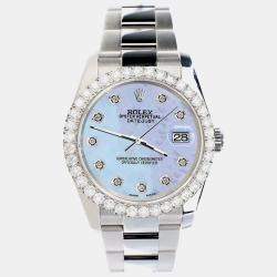 Rolex Custom Purple 2.7ct Diamonds Stainless Steel Datejust 116200 Automatic Men's Wristwatch 36mm