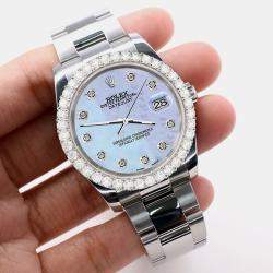 Rolex Custom Purple 2.7ct Diamonds Stainless Steel Datejust 116200 Automatic Men's Wristwatch 36mm