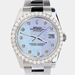 Rolex Custom Purple 2.7ct Diamonds Stainless Steel Datejust 116200 Automatic Men's Wristwatch 36mm