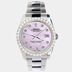 Rolex Custom Pink Pearl 2.7ct Diamonds Stainless Steel Datejust 116200 Automatic Men's Wristwatch 36mm