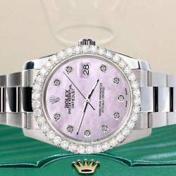 Rolex Custom Pink Pearl 2.7ct Diamonds Stainless Steel Datejust 116200 Automatic Men's Wristwatch 36mm