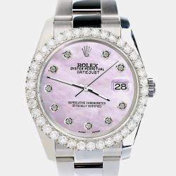 Rolex Custom Pink Pearl 2.7ct Diamonds Stainless Steel Datejust 116200 Automatic Men's Wristwatch 36mm