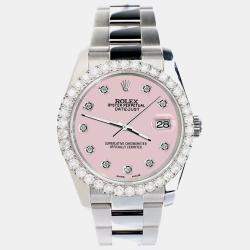 Rolex Custom Ice Pink 2.7ct Diamonds Stainless Steel Datejust 116200 Automatic Men's Wristwatch 36mm