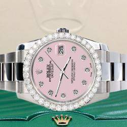 Rolex Custom Ice Pink 2.7ct Diamonds Stainless Steel Datejust 116200 Automatic Men's Wristwatch 36mm