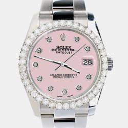 Rolex Custom Ice Pink 2.7ct Diamonds Stainless Steel Datejust 116200 Automatic Men's Wristwatch 36mm