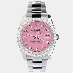 Rolex Custom Hot Pink 2.7ct Diamonds Stainless Steel Datejust 116200 Automatic Men's Wristwatch 36mm