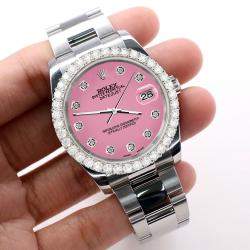Rolex Custom Hot Pink 2.7ct Diamonds Stainless Steel Datejust 116200 Automatic Men's Wristwatch 36mm