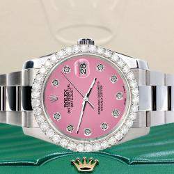 Rolex Custom Hot Pink 2.7ct Diamonds Stainless Steel Datejust 116200 Automatic Men's Wristwatch 36mm