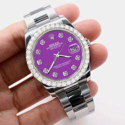 Rolex Custom Sangria 2.7ct Diamonds Stainless Steel Datejust 116200 Automatic Men's Wristwatch 36mm