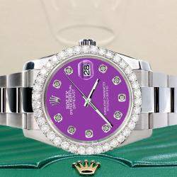 Rolex Custom Sangria 2.7ct Diamonds Stainless Steel Datejust 116200 Automatic Men's Wristwatch 36mm