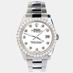 Rolex Custom White 2.7ct Diamonds Stainless Steel Datejust 116200 Automatic Men's Wristwatch 36mm