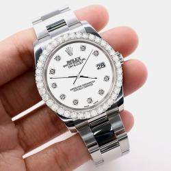 Rolex Custom White 2.7ct Diamonds Stainless Steel Datejust 116200 Automatic Men's Wristwatch 36mm
