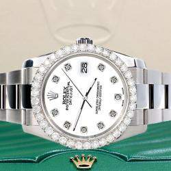 Rolex Custom White 2.7ct Diamonds Stainless Steel Datejust 116200 Automatic Men's Wristwatch 36mm