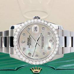 Rolex Custom Champagne 2.7ct Diamonds Stainless Steel Datejust 116200 Automatic Men's Wristwatch 36mm