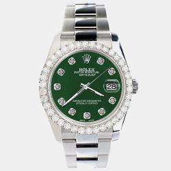 Rolex Custom Forest Green 2.7ct Diamonds Stainless Steel Datejust 116200 Automatic Men's Wristwatch 36mm