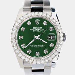 Rolex Custom Forest Green 2.7ct Diamonds Stainless Steel Datejust 116200 Automatic Men's Wristwatch 36mm