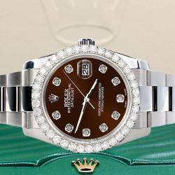 Rolex Custom Chocolate  2.7ct Diamonds Stainless Steel Datejust 116200 Automatic Men's Wristwatch 36mm