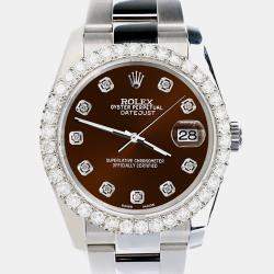 Rolex Custom Chocolate  2.7ct Diamonds Stainless Steel Datejust 116200 Automatic Men's Wristwatch 36mm