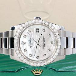 Rolex Custom White 2.7ct Diamonds Stainless Steel Datejust 116200 Automatic Men's Wristwatch 36mm